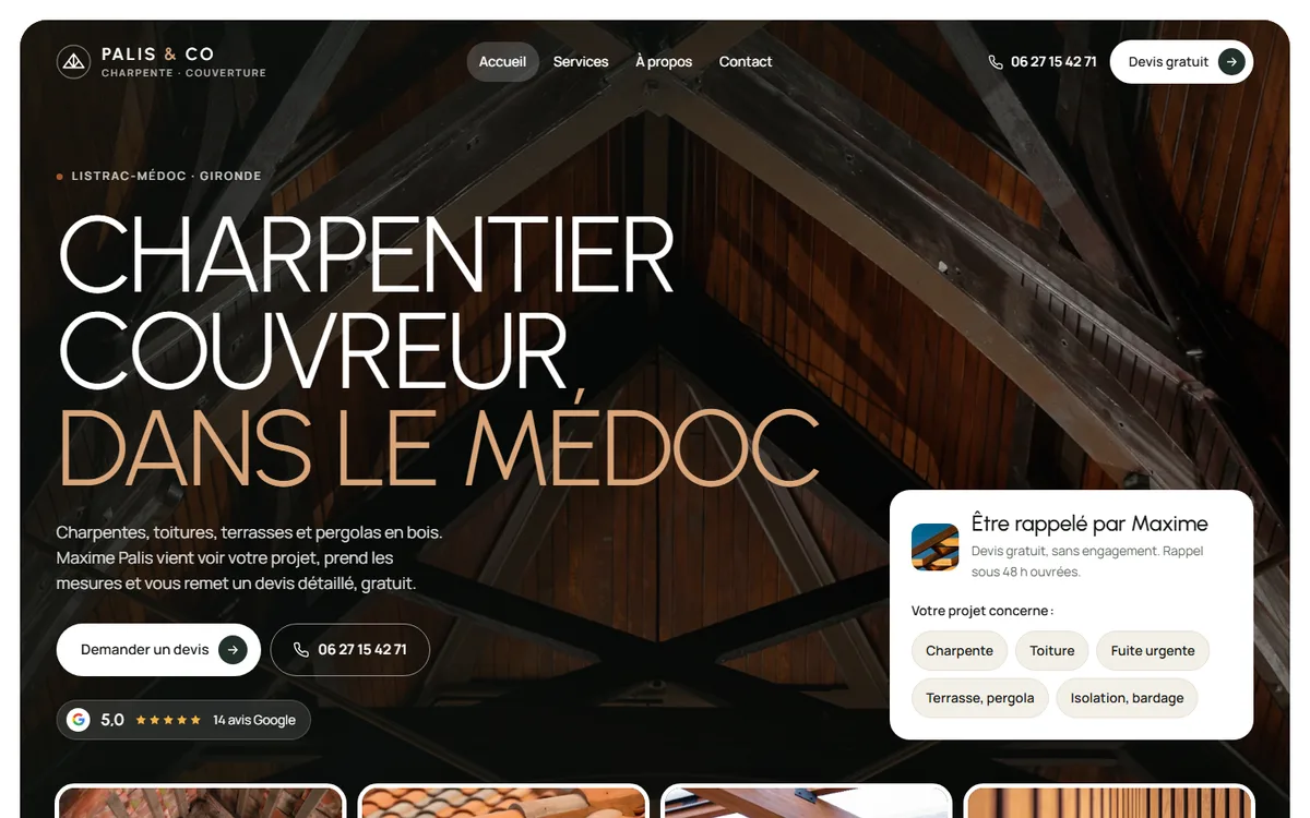 Page d’accueil du site de Palis & Co