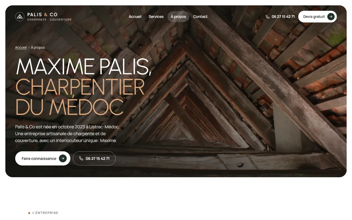 Page À propos du site de Palis & Co