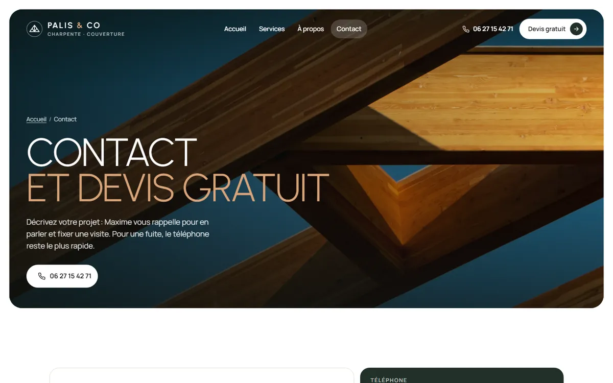 Page Contact du site de Palis & Co